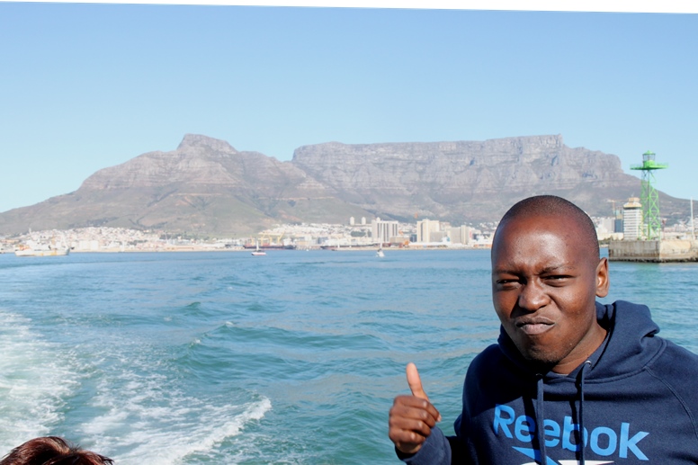 lungelo en route to Robben Island